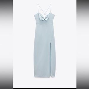 Zara linen blue midi dress with cutouts